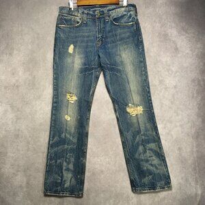 Bullhead Mens Blue Jeans‎ size 32x30 Gravels Slim Fit Destroyed Distressed Denim